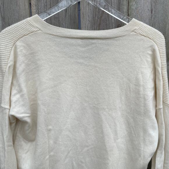 Theory Women Pure‎ Cashmere Pimlico Royal Sweater V-Neck Pullover Cream Medium - Picture 5 of 9